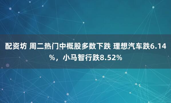 配资坊 周二热门中概股多数下跌 理想汽车跌6.14%，小马智行跌8.52%