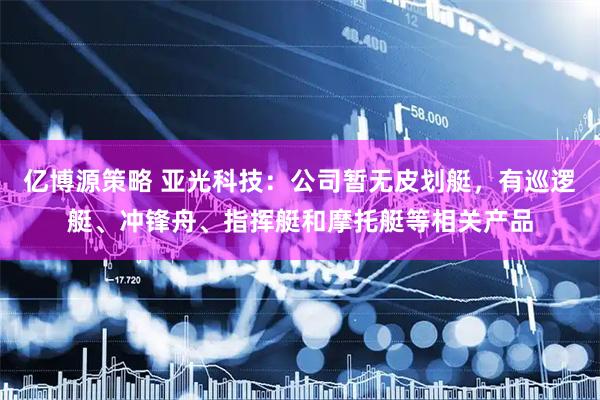 亿博源策略 亚光科技：公司暂无皮划艇，有巡逻艇、冲锋舟、指挥艇和摩托艇等相关产品